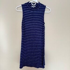 Navy Striped Sleeveless Dress